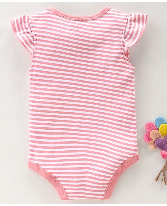 Babyhug 100% Cotton Half Sleeves Onesie Text Print - Pink