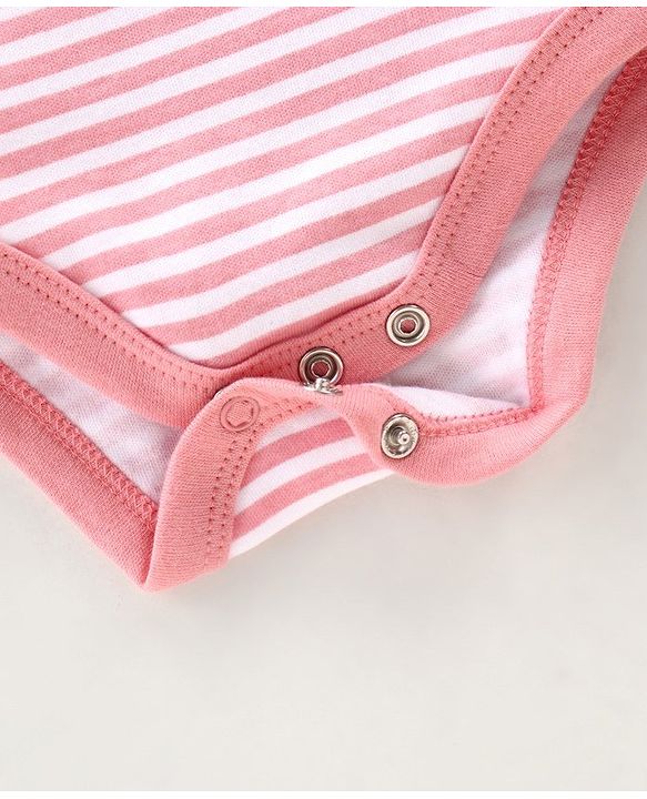Babyhug 100% Cotton Half Sleeves Onesie Text Print - Pink