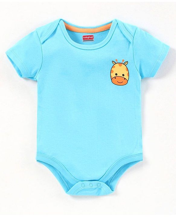 Babyhug Half Sleeves 100% Cotton Onesies Animal Print Pack of 5 - Red Orange Yellow Green Blue