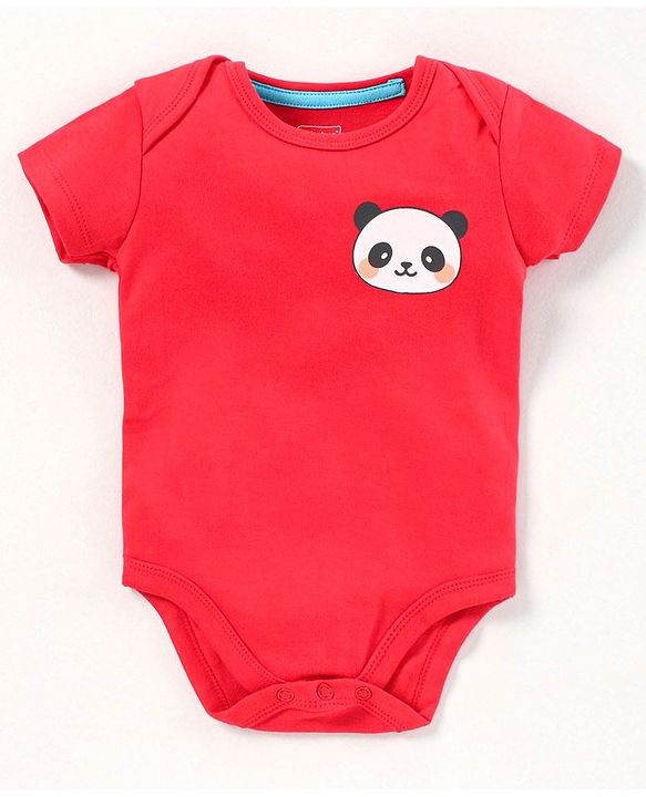 Babyhug Half Sleeves 100% Cotton Onesies Animal Print Pack of 5 - Red Orange Yellow Green Blue