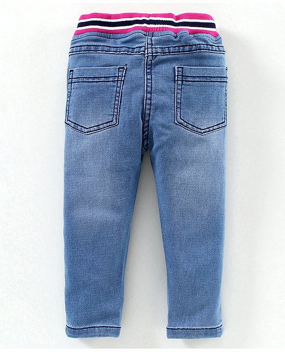 Babyhug Full Length Jeans With Tie Up - Blue