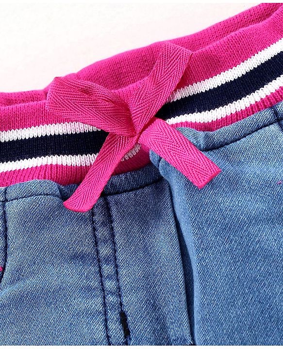 Babyhug Full Length Jeans With Tie Up - Blue