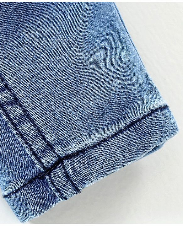 Babyhug Full Length Jeans With Tie Up - Blue
