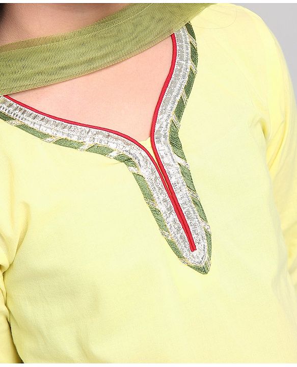 Pine Kids Full Sleeve Solid Kurta with Printed Ghagra Dupatta And Mask - Yellow