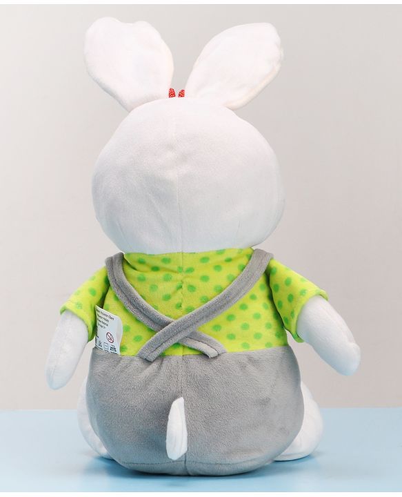 Babyhug Cute Rabbit Soft Toy in Grey Dungarees|Plush Bunny with Long Ears for Hugs & Cuddles|Sensory & Emotional Growth|Imaginative Play|BIS| Ideal Gift |2+ Years | Height-32cm