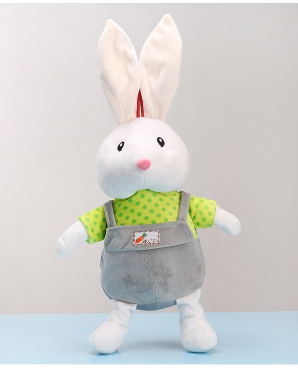 Babyhug Cute Rabbit Soft Toy in Grey Dungarees|Plush Bunny with Long Ears for Hugs & Cuddles|Sensory & Emotional Growth|Imaginative Play|BIS| Ideal Gift |2+ Years | Height-32cm