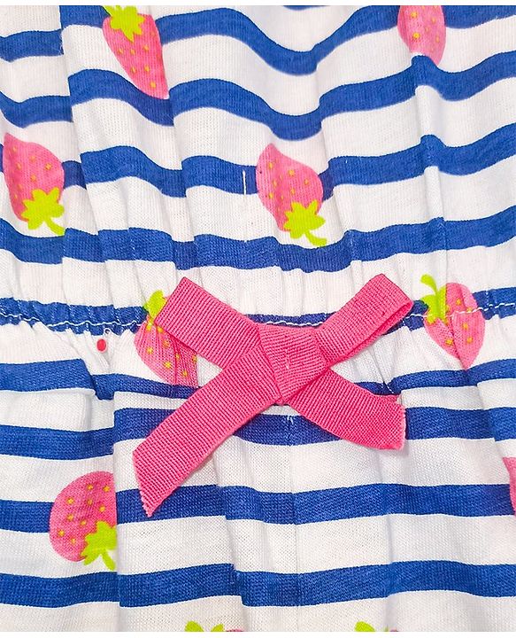 Babyhug Singlet Sleeves Jumpsuit Strawberry Print - Blue