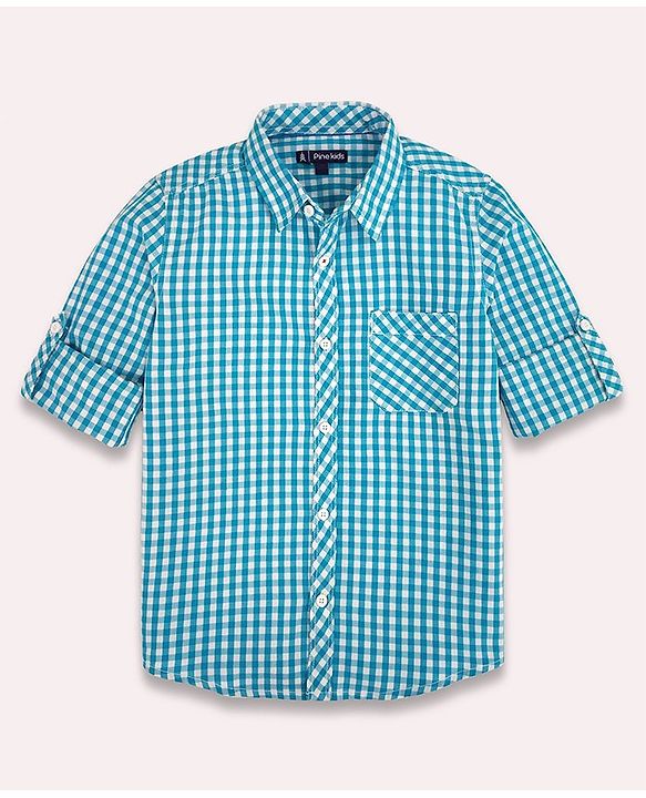 Pine Kids Full Sleeves Check Shirt - Blue White