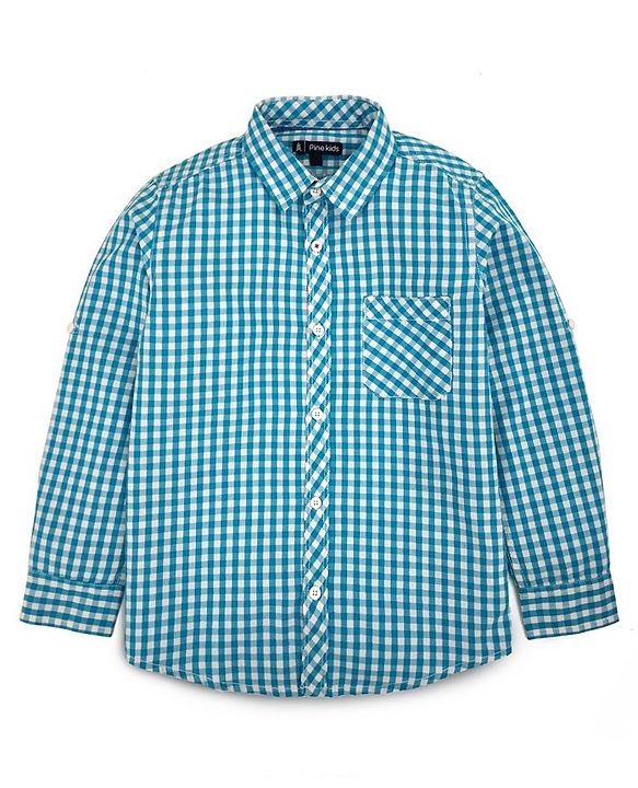 Pine Kids Full Sleeves Check Shirt - Blue White