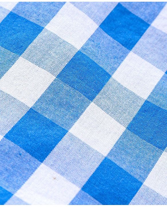 Pine Kids Party Wear Softner Wash Full Sleeves Checks Shirt With Tie - Blue White
