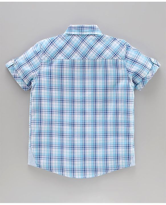 Pine Kids Cotton Shirt Checks  - Blue