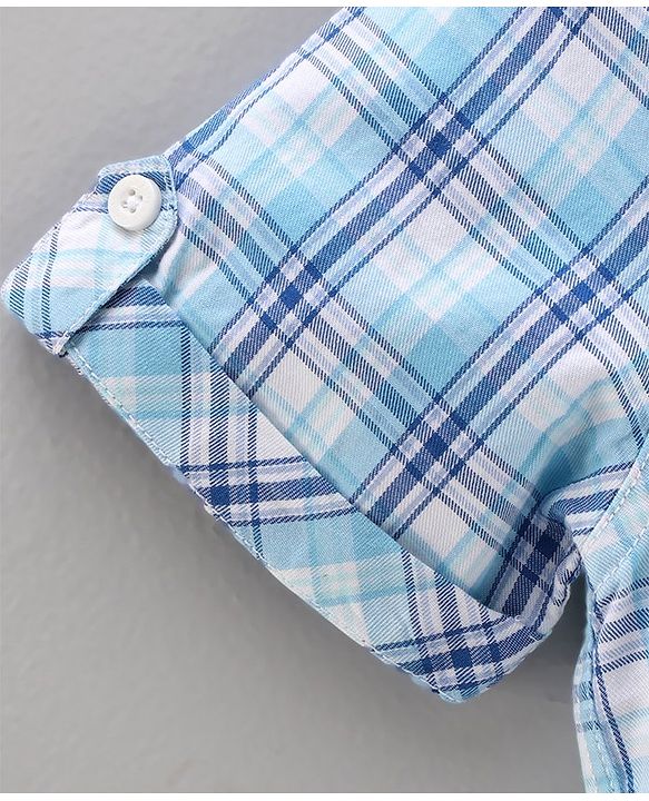 Pine Kids Cotton Shirt Checks  - Blue