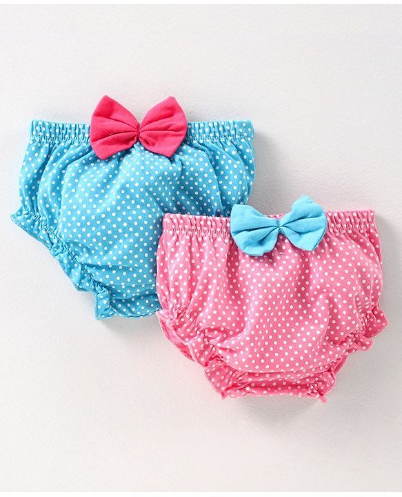 Babyhug 100% Cotton Bloomer Polka Dot Print - Pack of 2 - Pink Blue