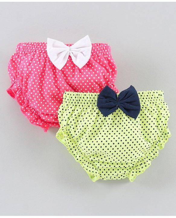 Babyhug 100% Cotton Bloomer Polka Dot Print - Pack of 2 - Pink Green