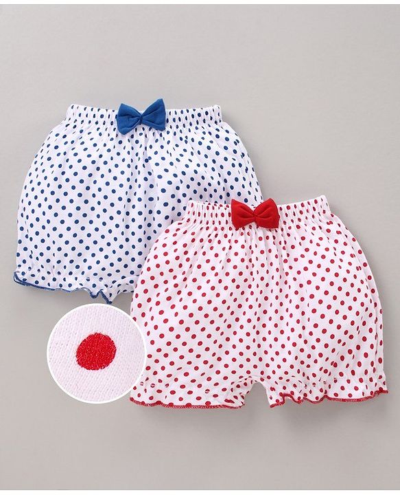 Babyhug 100% Cotton Bloomers Polka Dot Print Pack of 2 - Blue Red