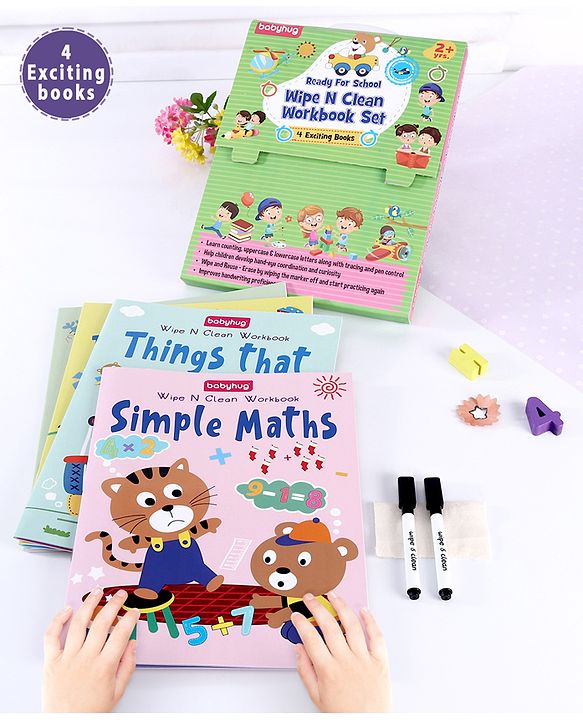 Babyhug Ready For School Wipe N Clean Workbook Set Pack of 4 - Eglish