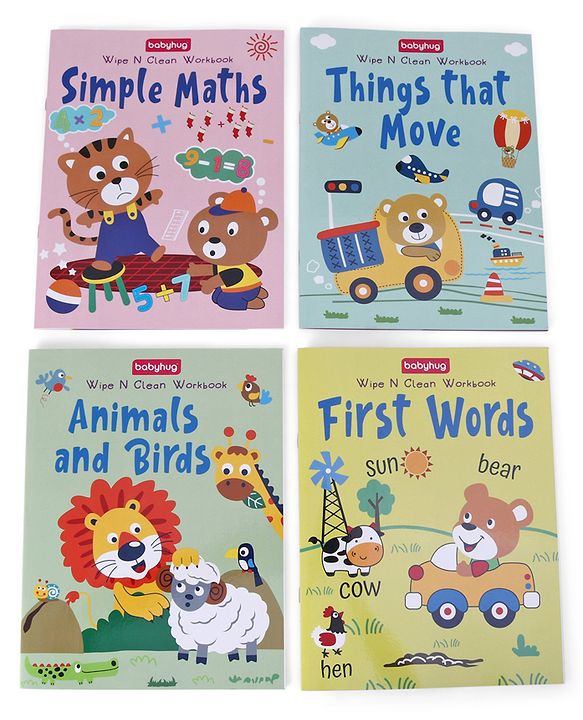 Babyhug Ready For School Wipe N Clean Workbook Set Pack of 4 - Eglish