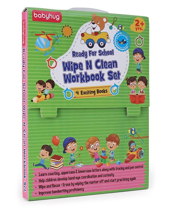 Babyhug Ready For School Wipe N Clean Workbook Set Pack of 4 - Eglish