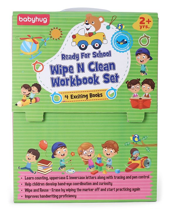 Babyhug Ready For School Wipe N Clean Workbook Set Pack of 4 - Eglish