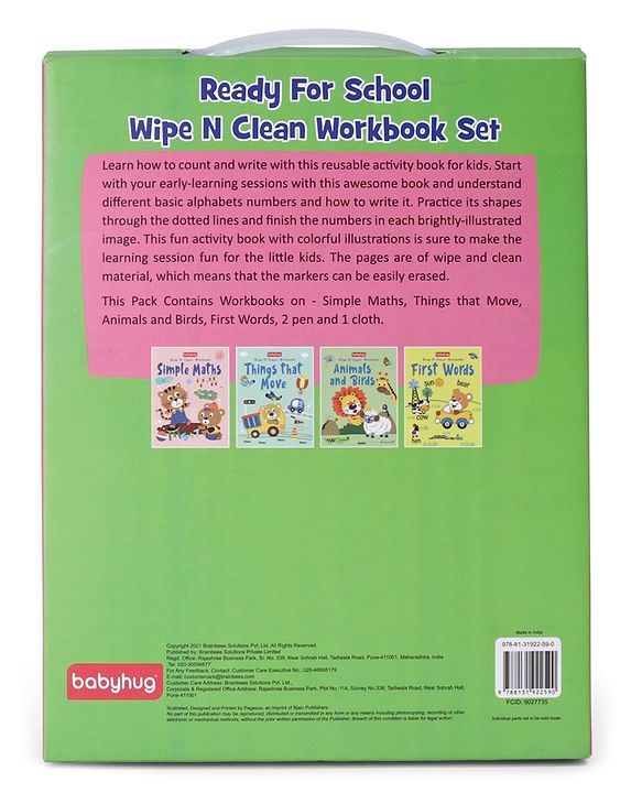 Babyhug Ready For School Wipe N Clean Workbook Set Pack of 4 - Eglish