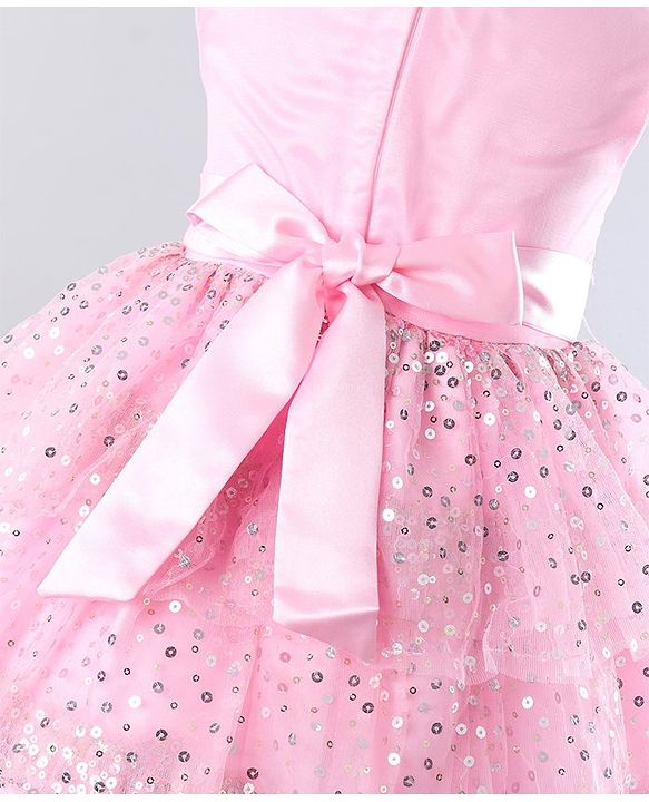 Babyhug Sleeveless Layered Embellished Party Frock - Pink