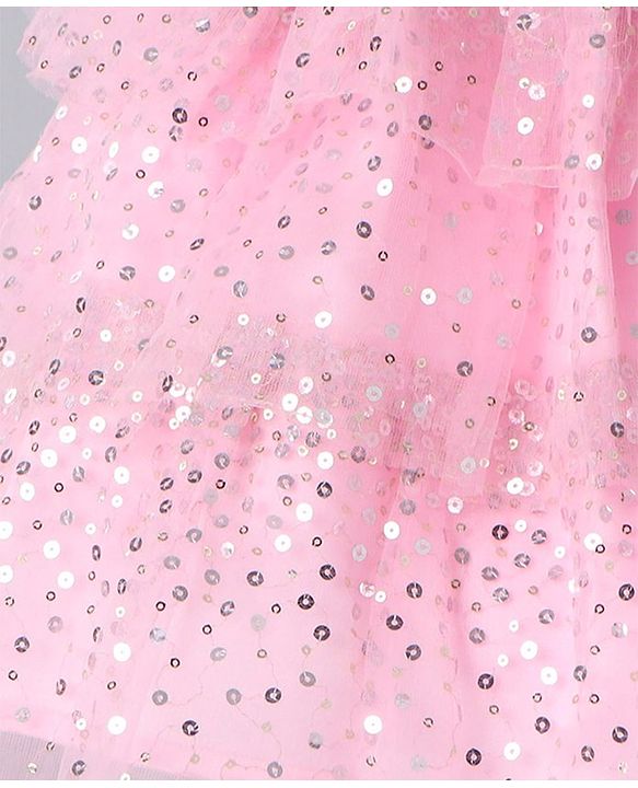 Babyhug Sleeveless Layered Embellished Party Frock - Pink