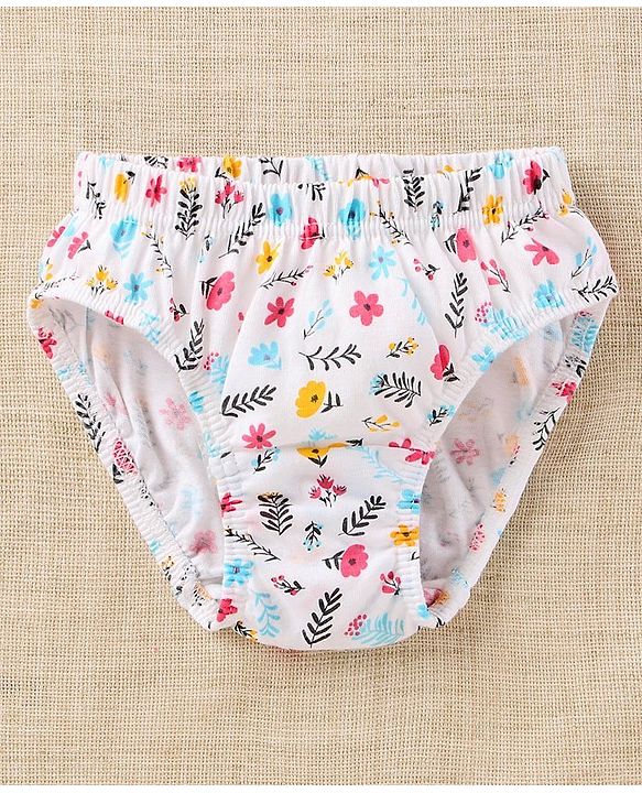 Babyhug 100% Cotton Antibacterial Finish Printed Panties Pack of 3 - Blue White Pink