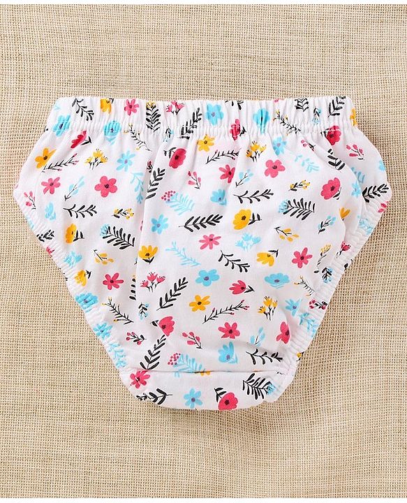 Babyhug 100% Cotton Antibacterial Finish Printed Panties Pack of 3 - Blue White Pink