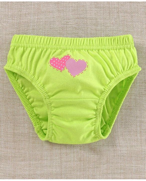 Babyhug 100%Cotton & Anti Bacterial Finish Panties Heart Print Pack of 3 - Pink White Green