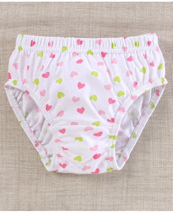 Babyhug 100%Cotton & Anti Bacterial Finish Panties Heart Print Pack of 3 - Pink White Green