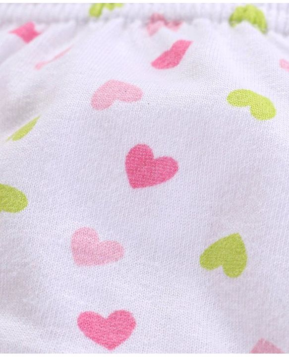 Babyhug 100%Cotton & Anti Bacterial Finish Panties Heart Print Pack of 3 - Pink White Green