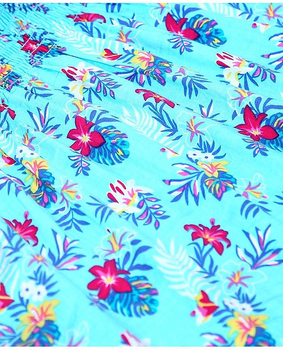 Babyhug Singlet Sleeves Top Floral Print - Blue