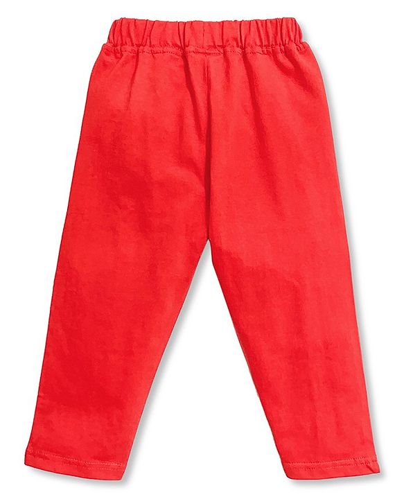 Babyhug Full Length Lounge Pant Rock Print - Red