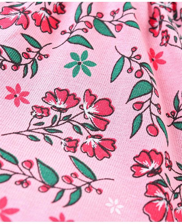 Babyhug Singlet Sleeves Jumpsuit Floral Print - Pink