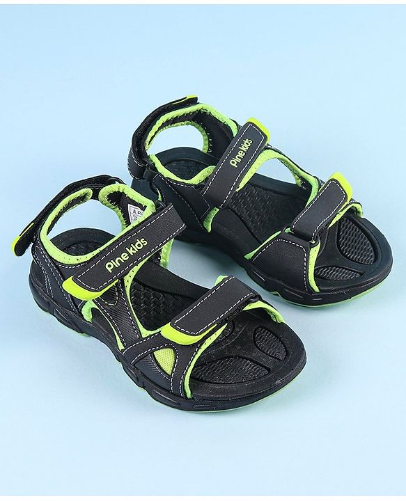 Pine Kids Velcro Closure Sandals - Black Green