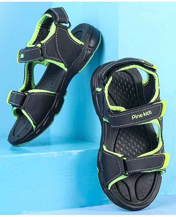 Pine Kids Velcro Closure Sandals - Grey Yellow