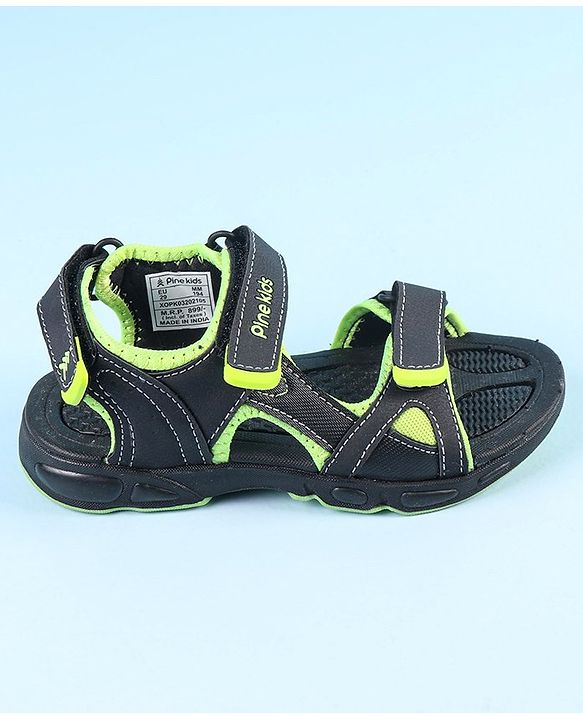 Pine Kids Velcro Closure Sandals - Grey Yellow