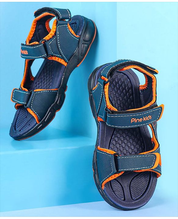Pine Kids Velcro Closure Sandals - Grey Orange
