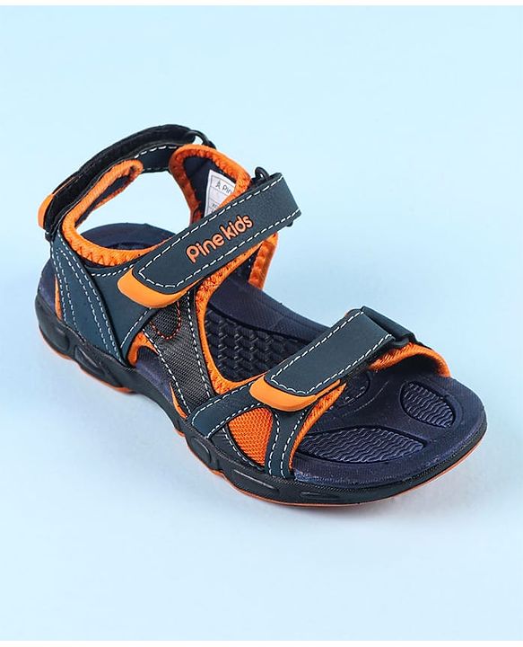 Pine Kids Velcro Closure Sandals - Grey Yellow