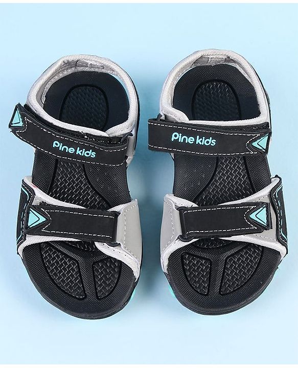 Pine Kids Velcro Closure Sandals - Grey Black