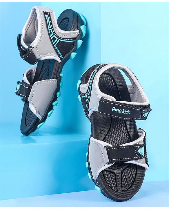 Pine Kids Velcro Closure Sandals - Grey Black