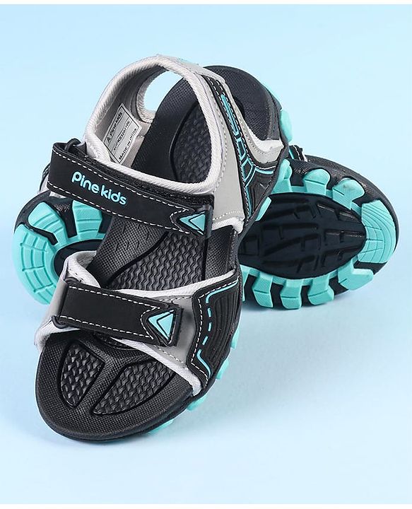 Pine Kids Velcro Closure Sandals - Grey Black