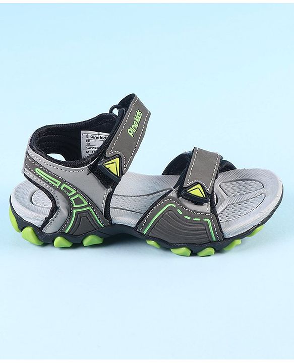 Pine Kids Velcro Closure Sandals - Grey Green