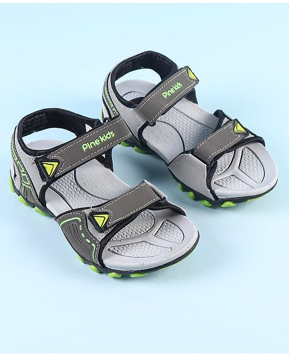Pine Kids Velcro Closure Sandals - Grey Black