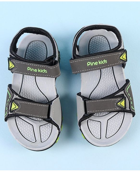 Pine Kids Velcro Closure Sandals - Grey Black