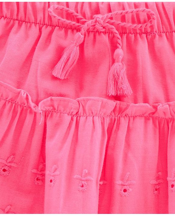 Babyhug Mid Thigh Length Skirt Floral Embroidery - Pink