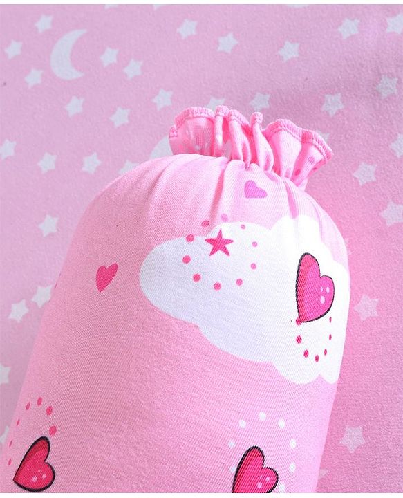 Babyhug Premium Pillow and Bolster Set Unicorn Print - Pink| Prevents Flat Head Syndrome| Neck and Shoulder Support | 100% Cotton| Breathable Fabric| Girls and Boys| Protection from Crib Railing| New Born Gifting Option | Travel Friendly| Soft and L
