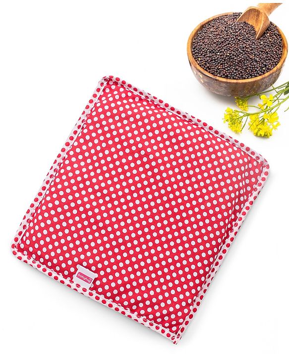 Babyhug Polka Dotted Mustard Seed Infant Pillow - Red