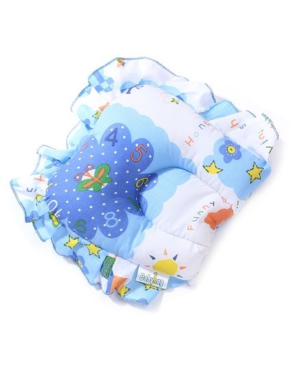 Babyhug Cotton Jumbo Semi Circular Pillow - Blue(Print May Vary)