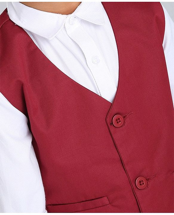 Babyhug Full Sleeves 3 Piece Party Suit - Maroon